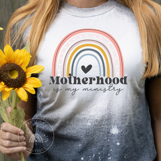 Motherhood is My Ministry Ladies T-Shirt | Mom Shirt | Bleached Tee