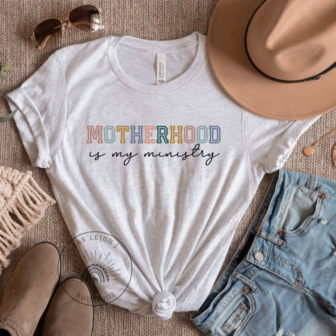 Motherhood is My Ministry Ladies T-Shirt | Mom Shirt | Bleached Tee