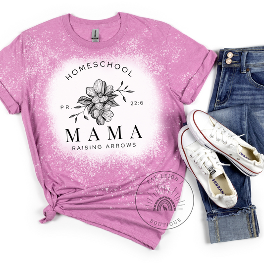 Homeschool Mama Raising Arrows | Ladies T-Shirt | Mom Shirt | Bleached Tee